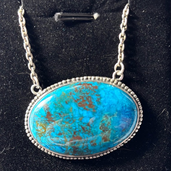 NEW Natural Chrysocolla Pendant & 18” Chain (.925 Sterling Silver) - Picture 4 of 6